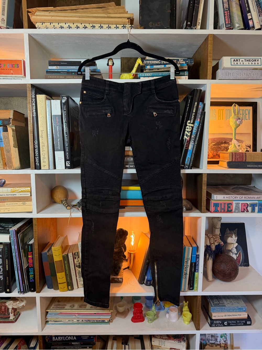 Black Stretch Moto Jeans - Women